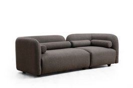 Atelier Del Sofa Sofá 3 Plazas Victoria Grey Bouclette Tela Poliéster Gris Patas Nogal 228x90x74 cm